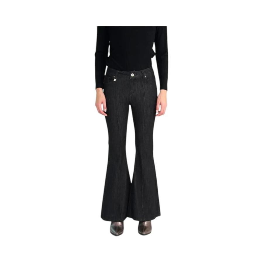 Jeans Skinny Flare Mujer Ellus Alforza T46 Negro