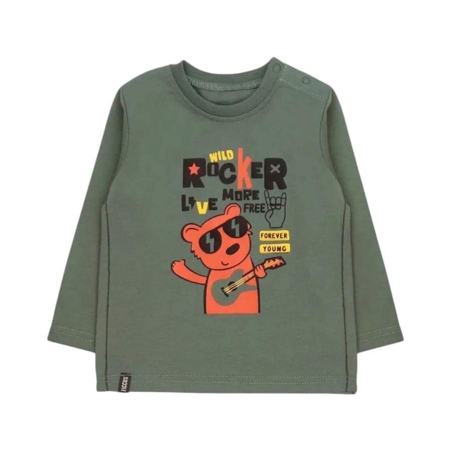 Polera Manga Larga Bebé Niño Ficcus Day To Day Verde