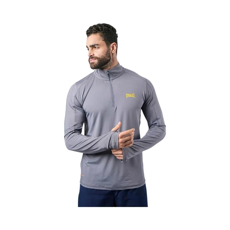 Polera Deportiva Manga Larga Hombre Everlast Longest Acero