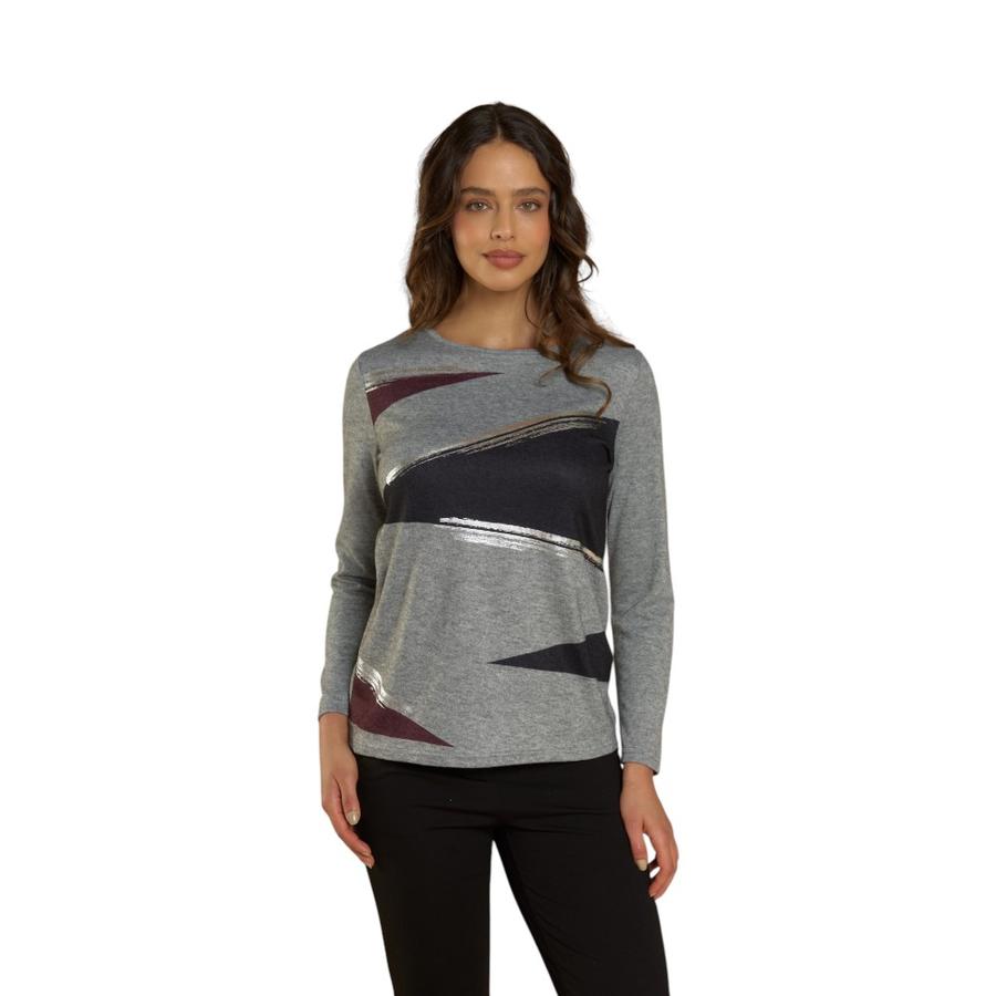 Polera Manga Larga Mujer Give A56404 Gris