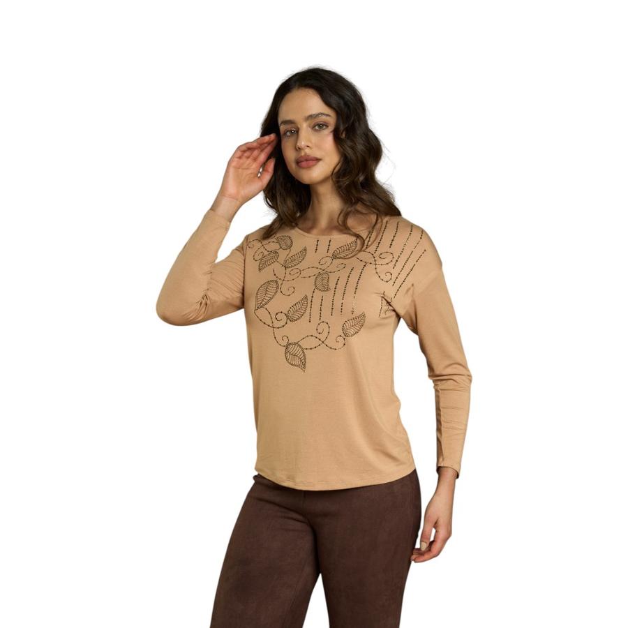 Polera Manga Larga Mujer Give A56422 Camel