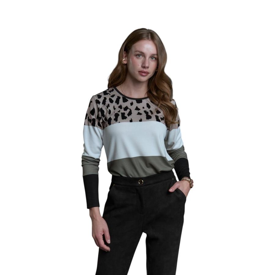 Polera Manga Larga Mujer Give E56401 Oliva