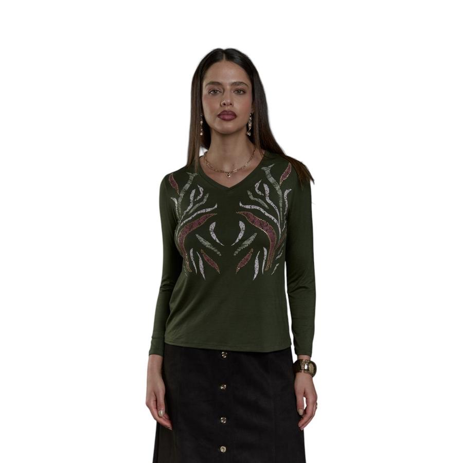 Polera Estampada Mujer Give E56423 Verde