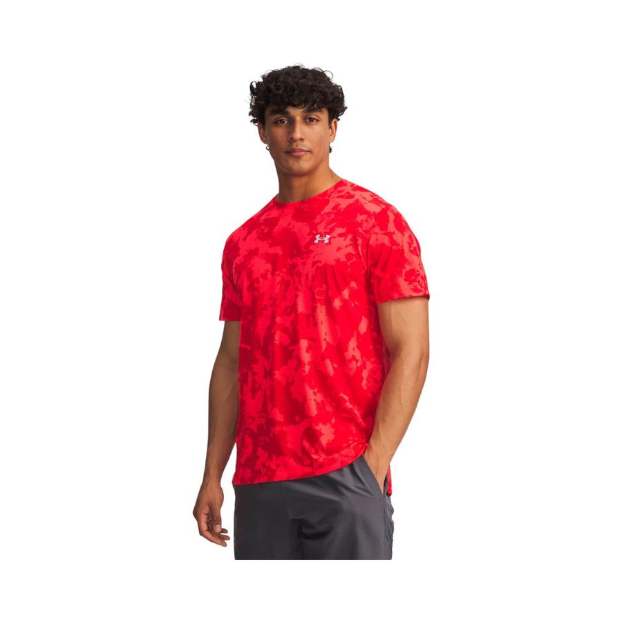 Polera Polyester Hombre Under Armour Launch Printed SS Rojo