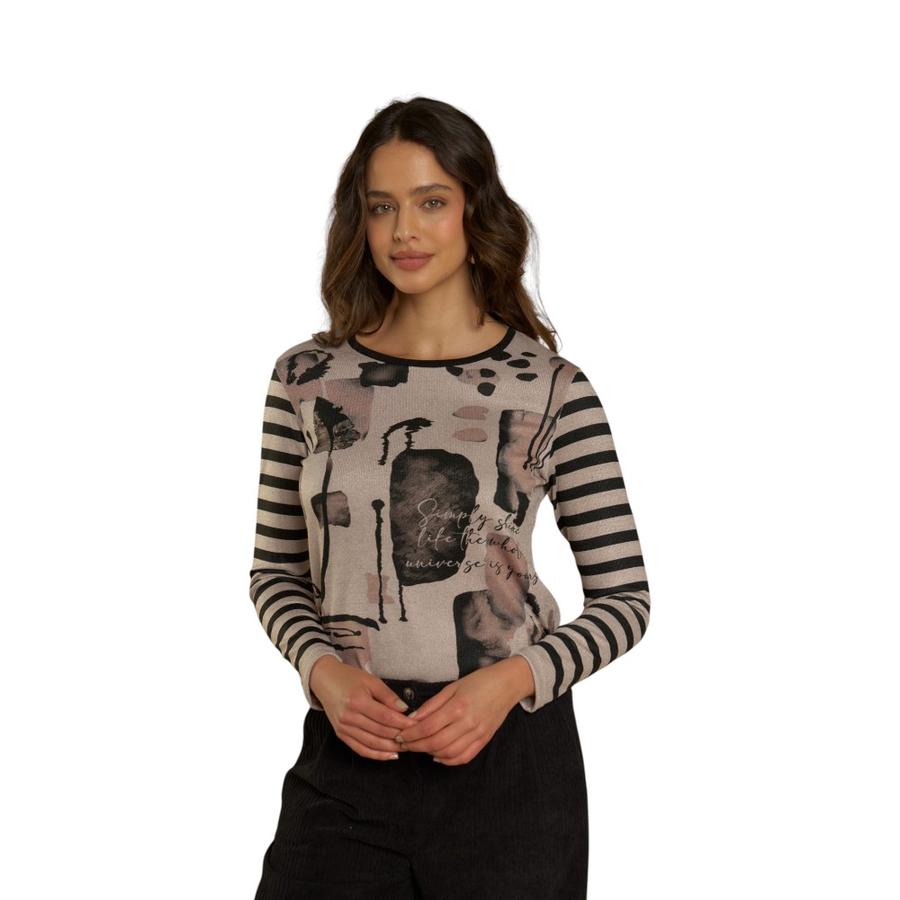 Polera Manga Larga Mujer Give E56459 Beige