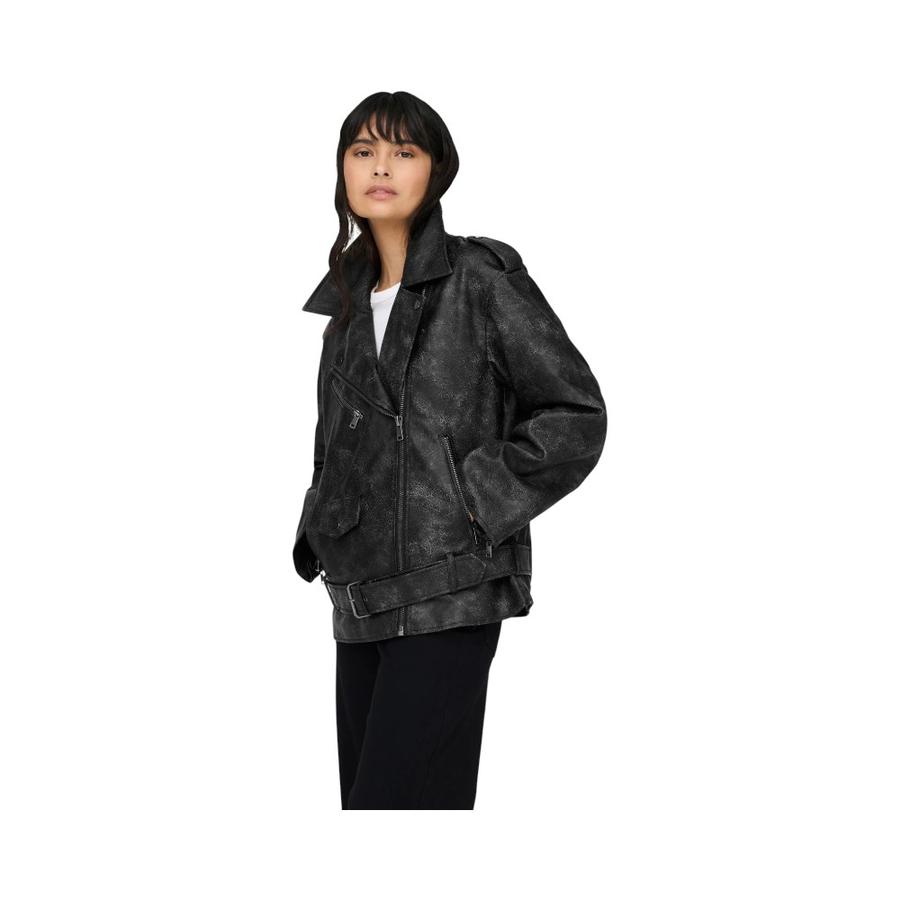 Chaqueta Cuero Sintético Mujer Only Biker Negro