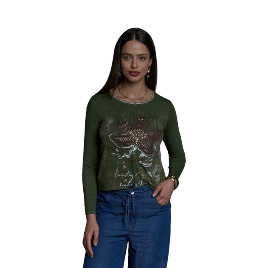 Polera Estampada ML Mujer Give L56431 Verde