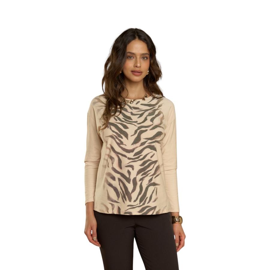 Polera Estampada ML Mujer Give L56433 Beige