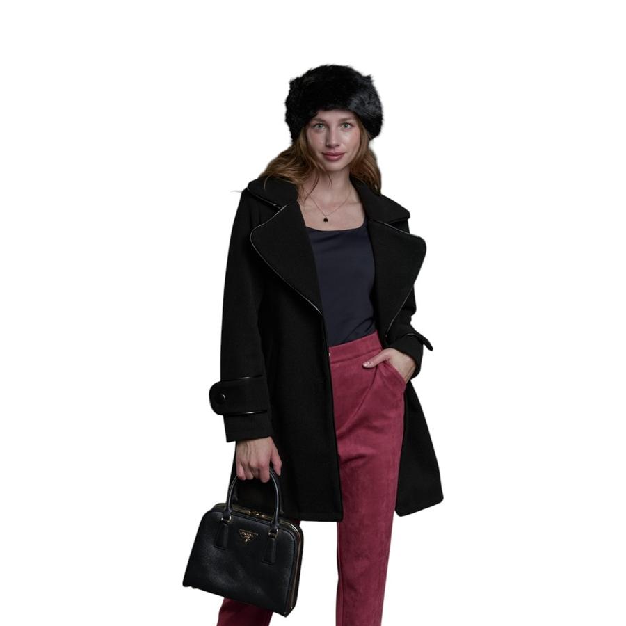 Chaqueta Paño PU Mujer Give G46416 Negro