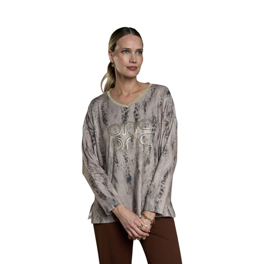 Polera Tachas Lurex Mujer Give I56410 Talla Unica Beige