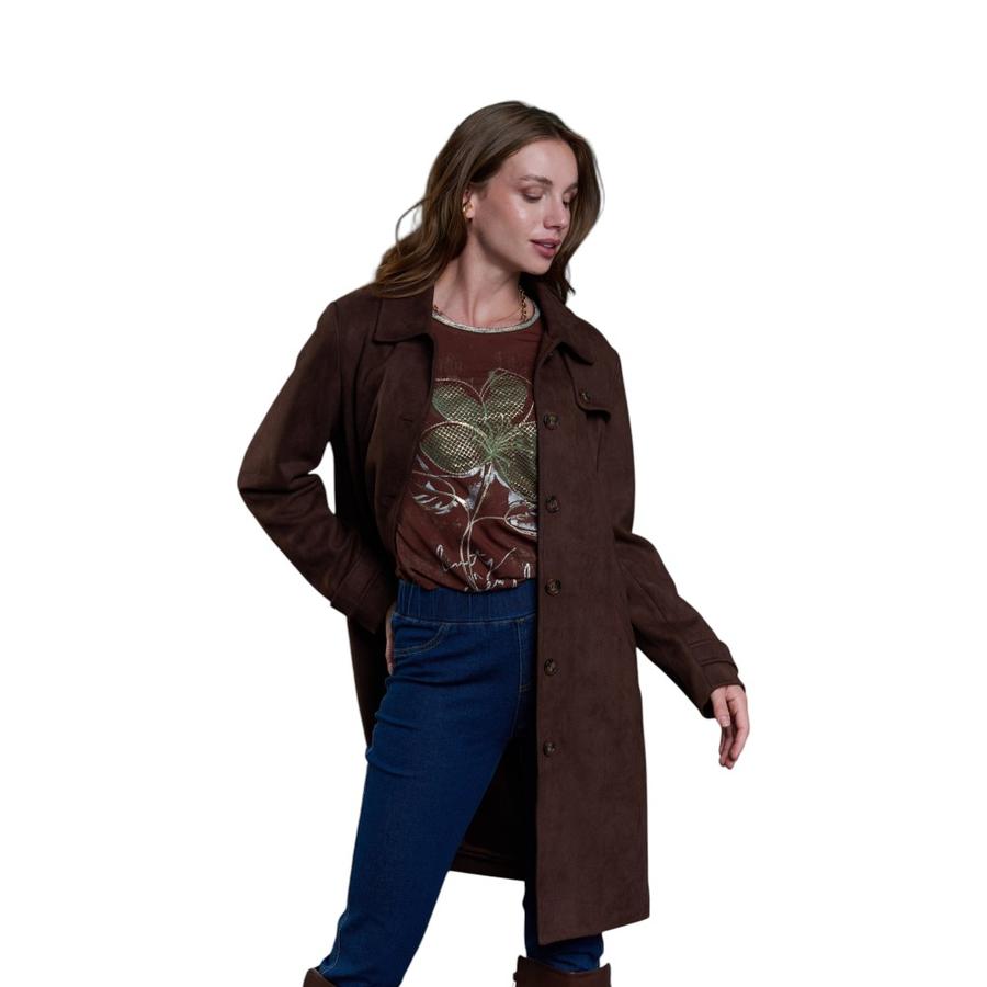 Chaqueta Larga Suede Mujer Give G46408 Café