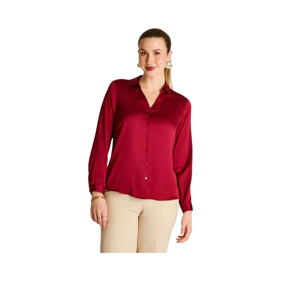 Blusa Camisera Satin Mujer Lorenzo di Pontti 208505 Roja