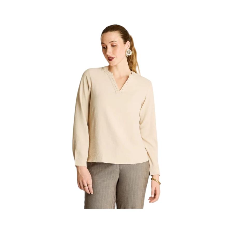 Blusa Escote Mao Mujer Lorenzo di Pontti 208509 Beige