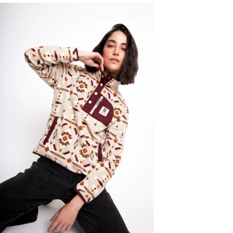 Polerón Lava Mujer Reciclado Print Beige