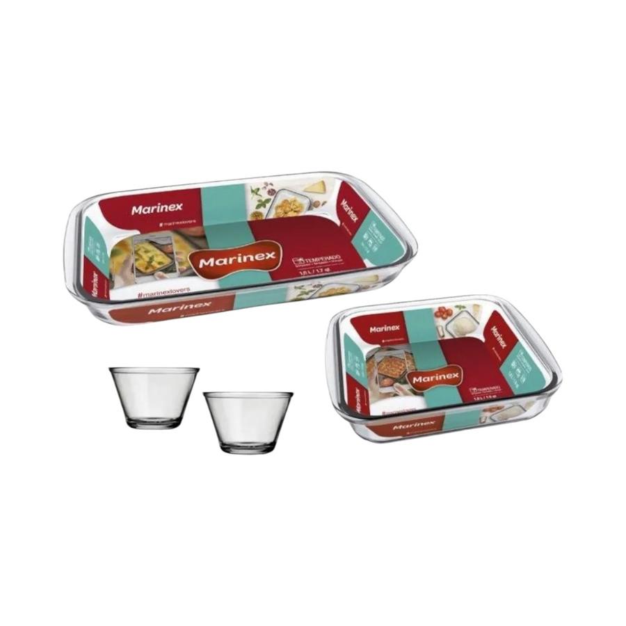 Pack Asaderas y Flaneras 4 Piezas Vidrio Templado Marinex