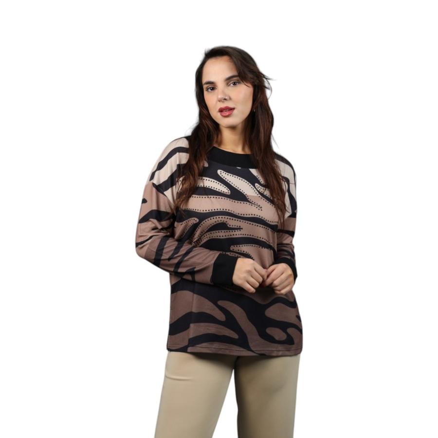 Polera Estampada Tachas Mujer Give W56413 Camel