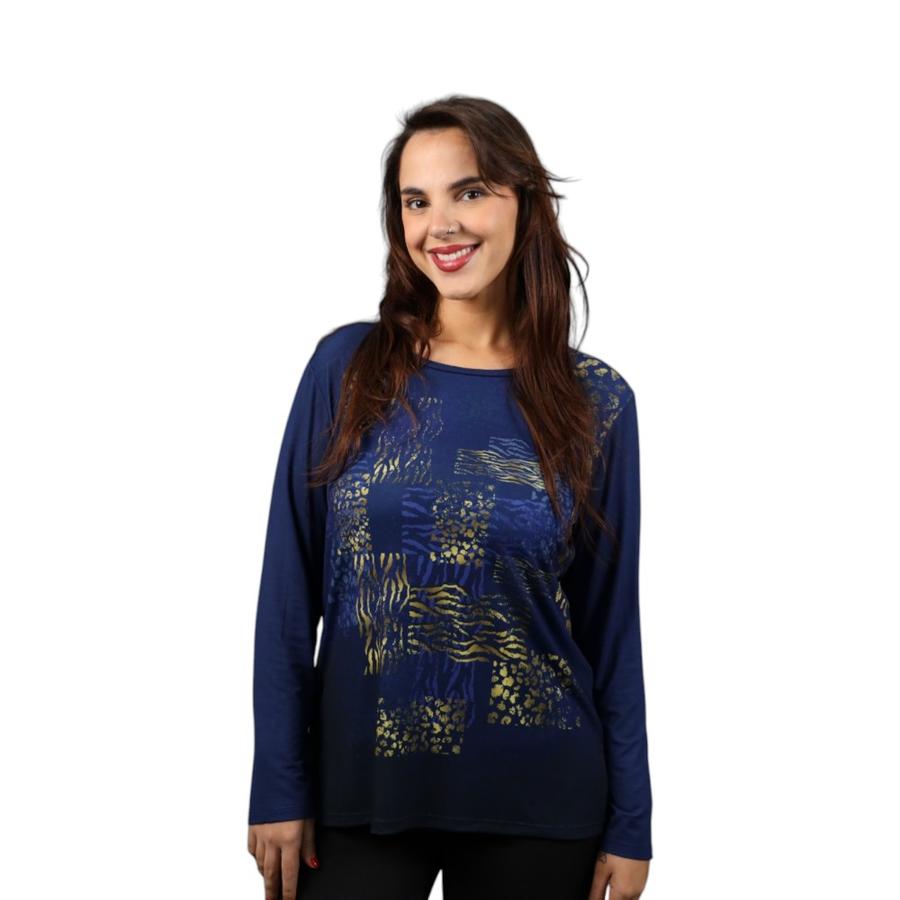 Polera Estampada Foil Mujer Give W56447 Azul