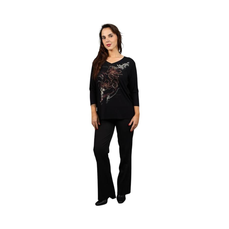 Polera Estampada Foil Mujer Give W56449 Negro