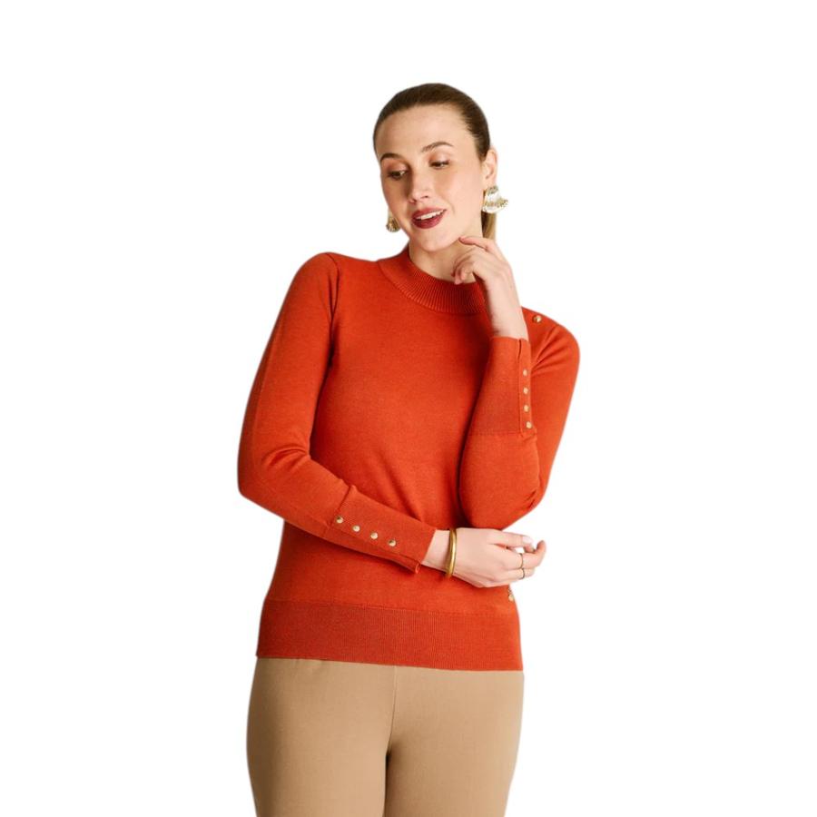 Sweater Cuello Mock Mujer Lorenzo di Pontti Terracota