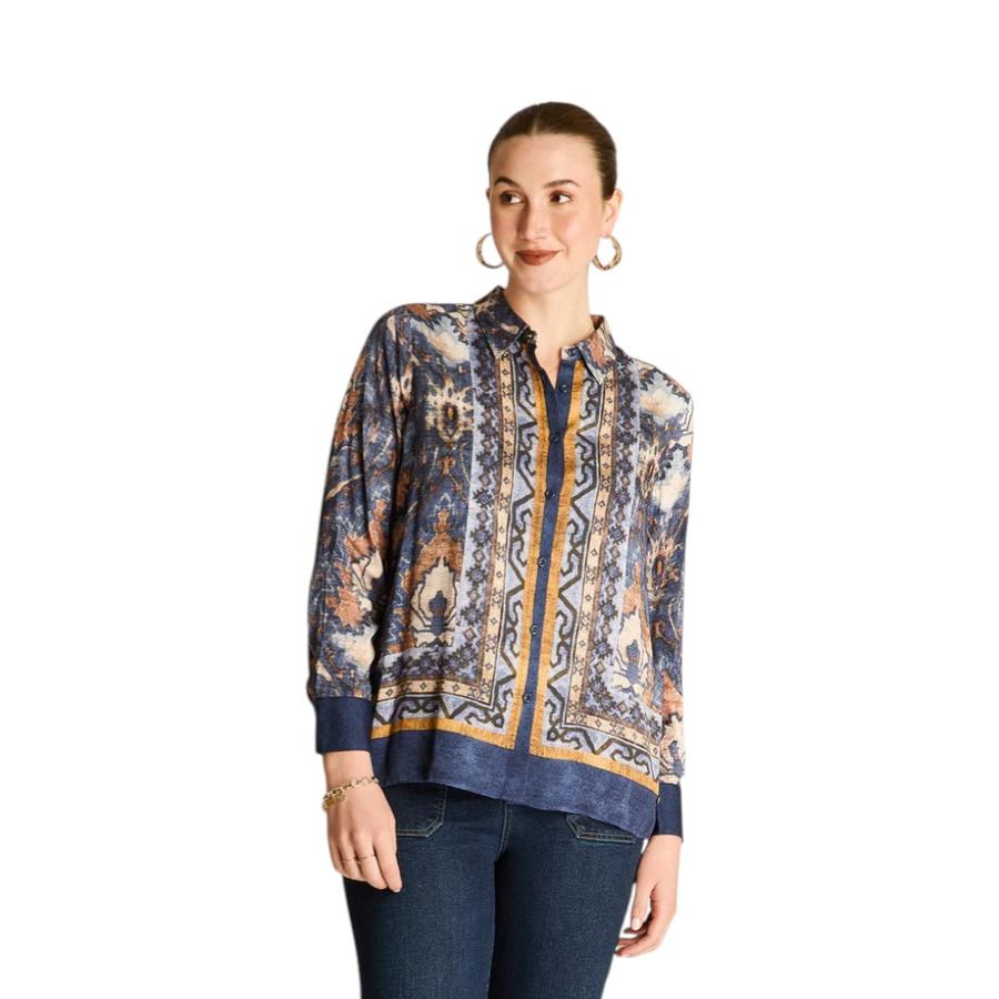 Blusa Camisera Mujer Weekend Estampada Azul