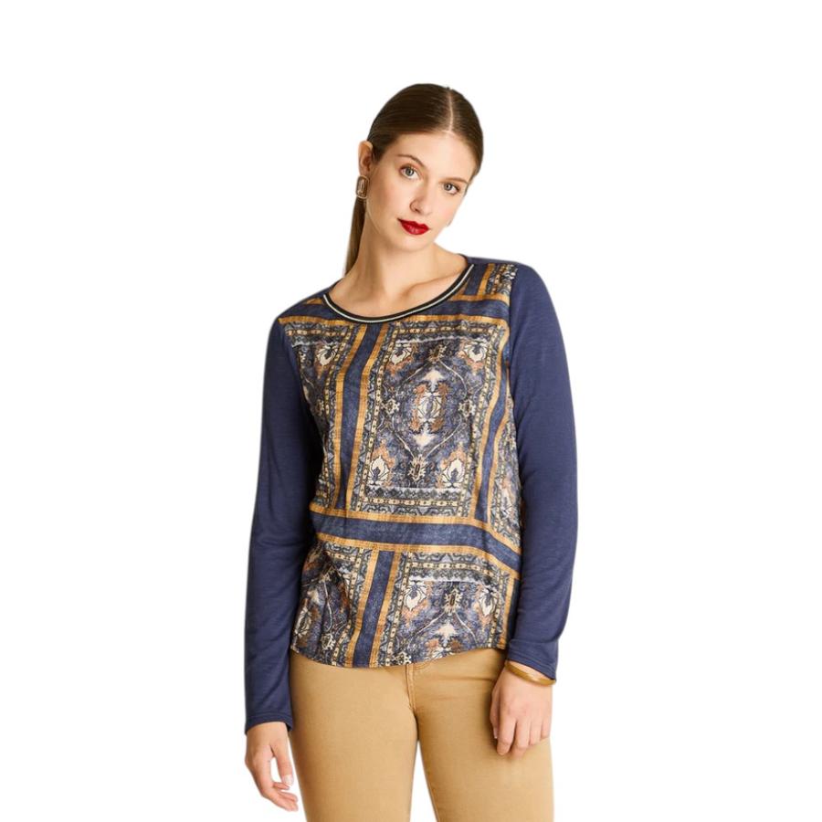 Polera Mix Fabric Mujer Weekend Azul