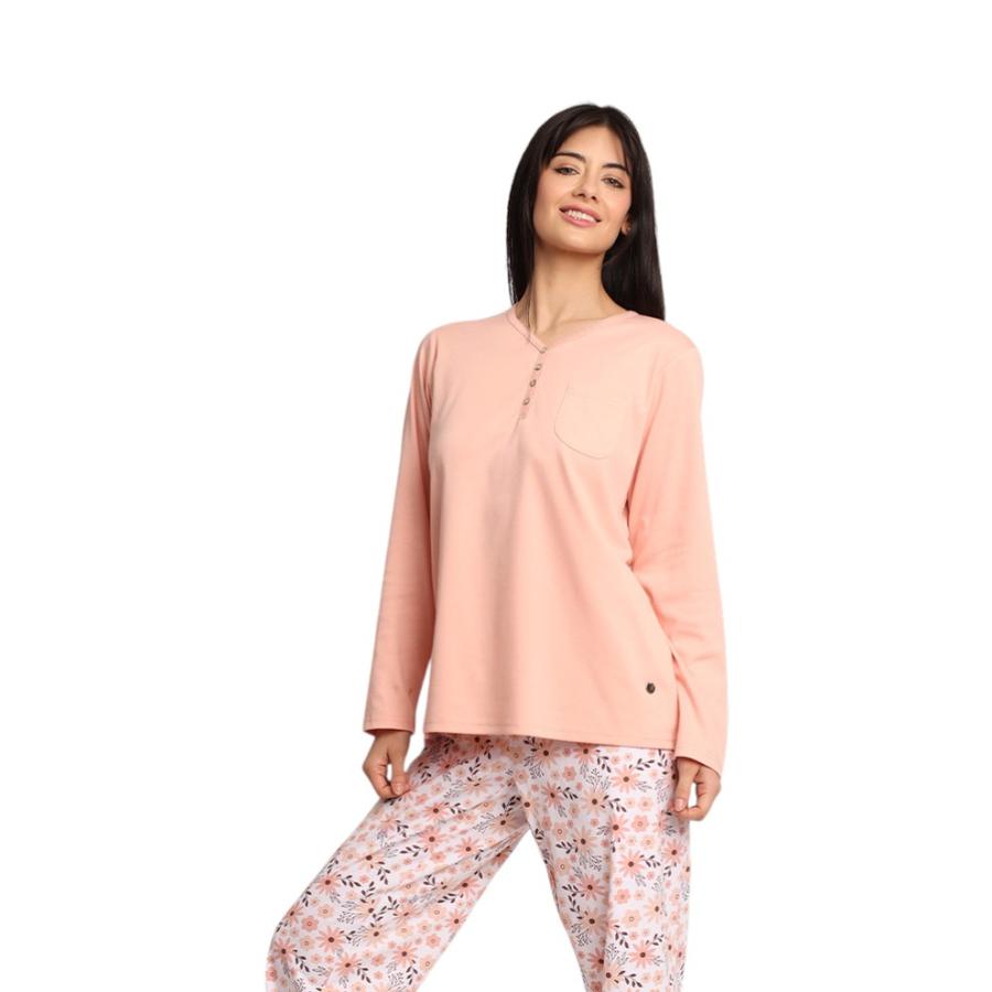 Pijama Mujer Mon Amour Algodón Estampado Floral Peach