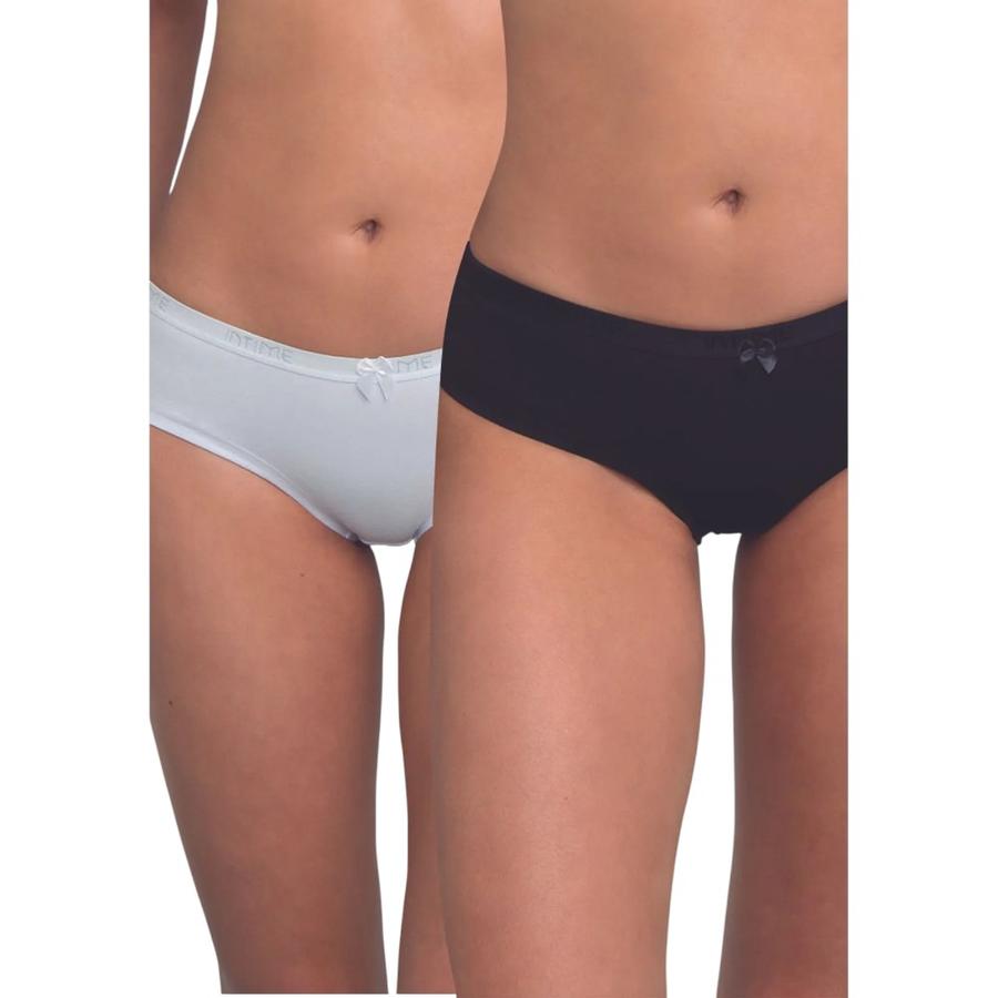 Pack 2 Pantaleta Mujer Intime Algodón Negro Blanco S