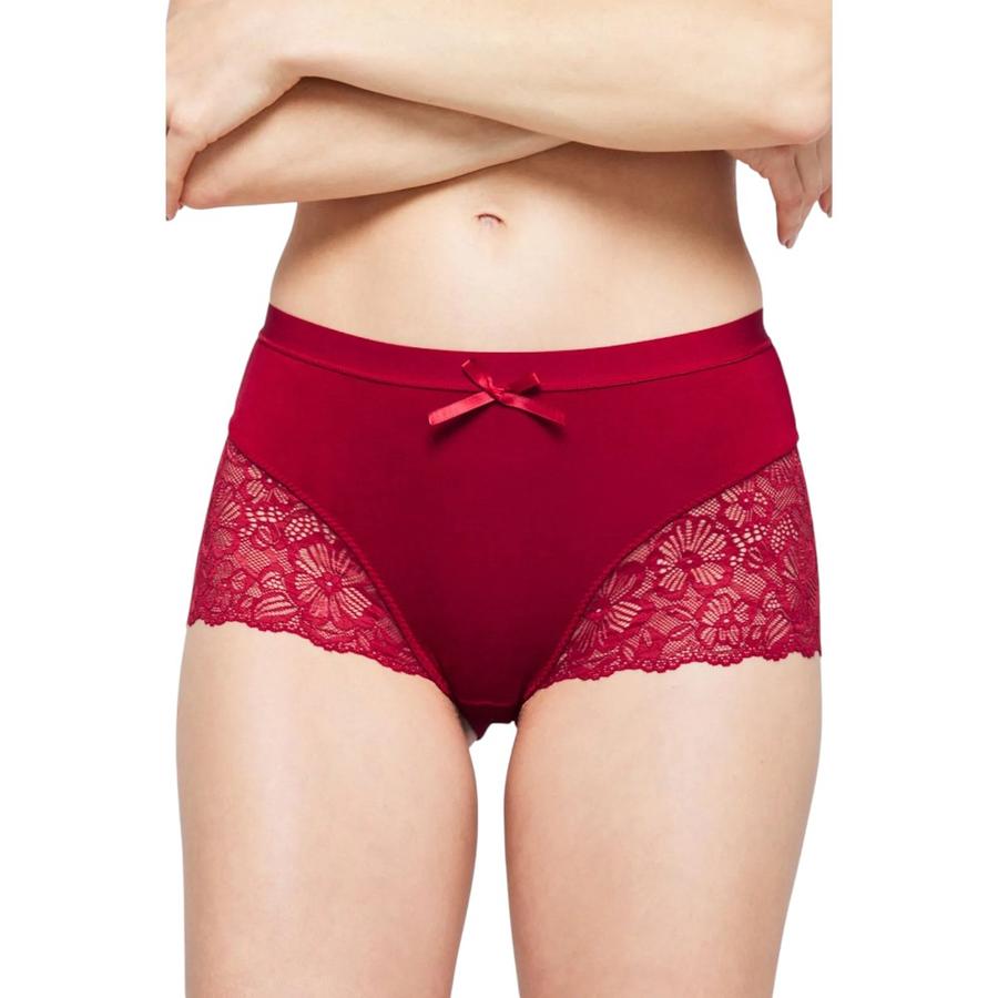 Calzón Midi Mujer Intime Viscosa Encaje Guinda L