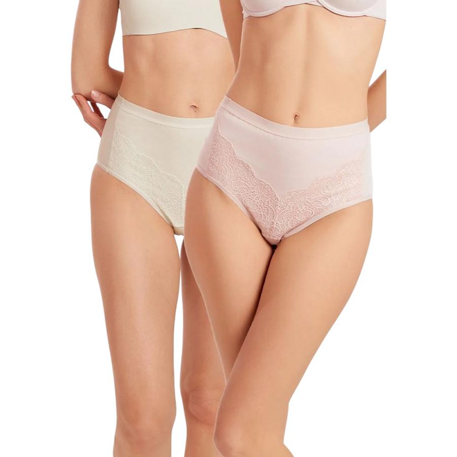 Pack 2 Calzón Maxi Mujer Intime Algodón Encaje Ivory XL