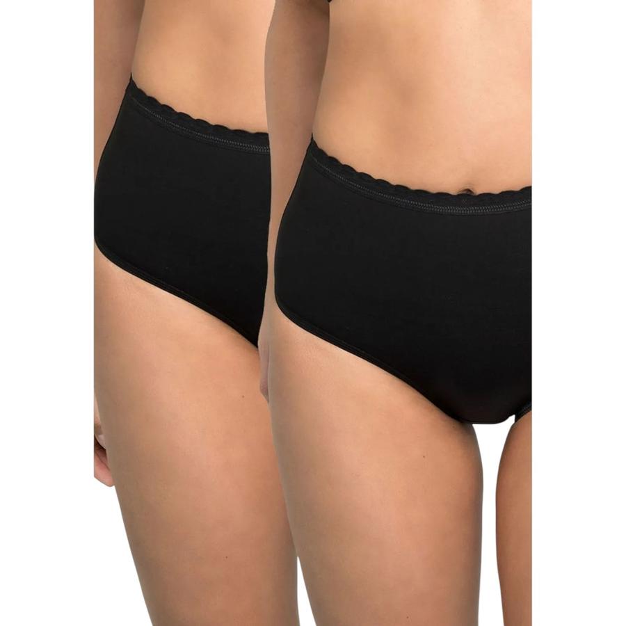 Pack 2 Calzón Maxi Mujer Intime Algodón Elasticado Negro M