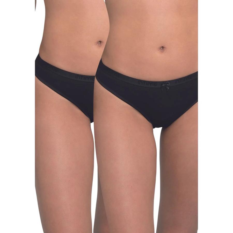 Pack 2 Bikini Mujer Intime Algodón Elasticado Negro S