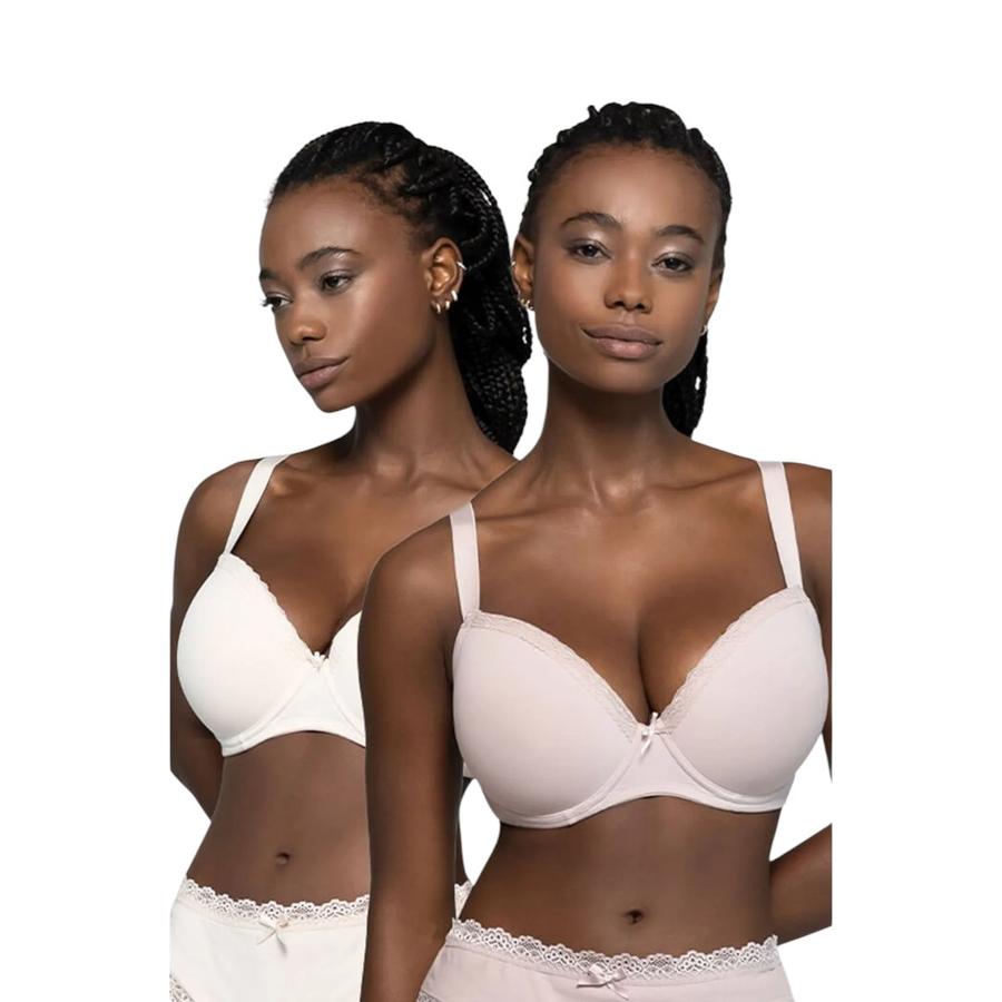 Pack 2 Sostén Mujer Intime Copa D Microfibra Encaje Nude 36D