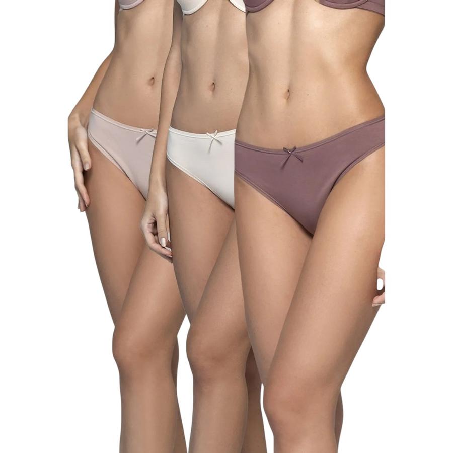 Pack 3 Bikini Mujer Intime Algodón Elasticado Nude L