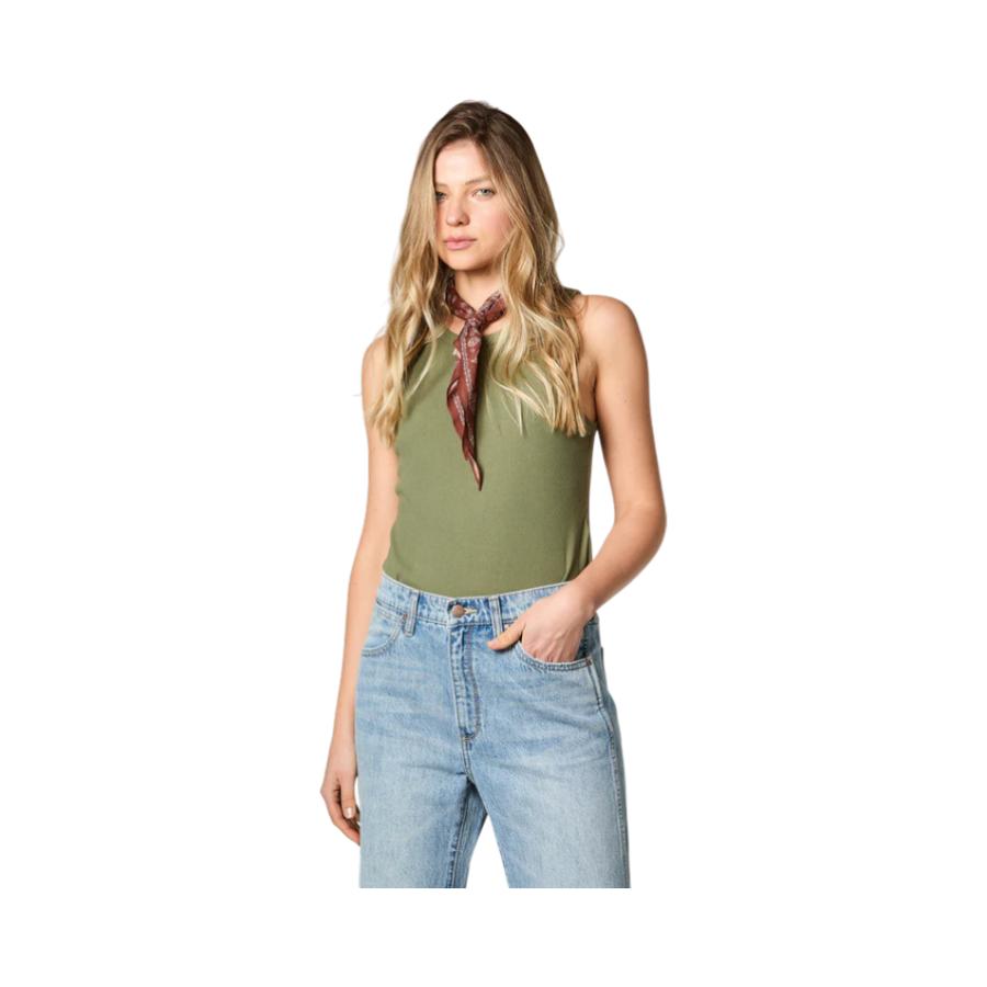 Polera Manga Corta Mujer Wrangler Ringer Tank Verde