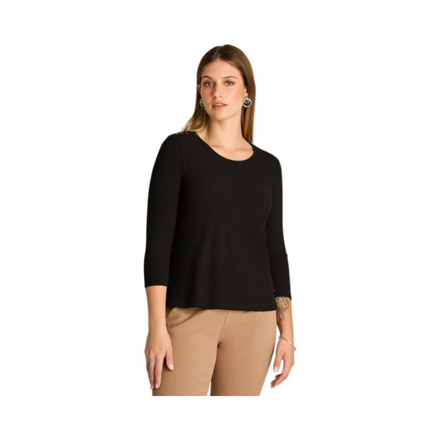 Polera Rib Manga 3/4 Mujer Lorenzo di Pontti 108504 Negra