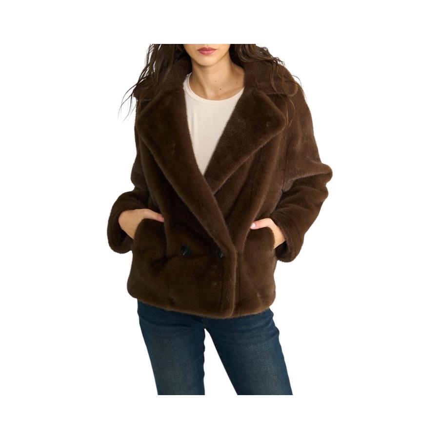 Abrigo Peludo Mujer Ellus QFP20031 3/4 Café