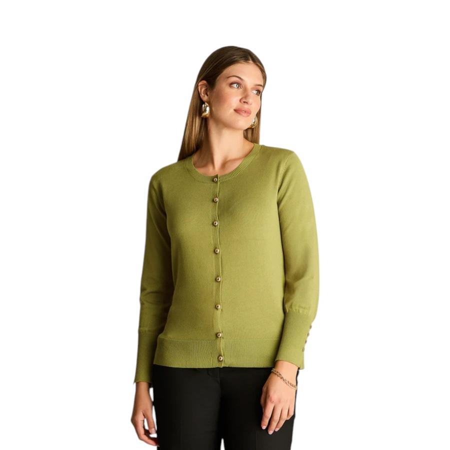 Cardigan Mujer Lorenzo di Pontti Cuello Redondo Pistacho
