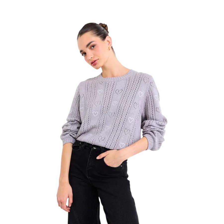 Sweater Mujer IO Liso Gris