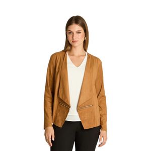 Chaqueta Mujer Lorenzo di Pontti Suede Asimétrica Camel