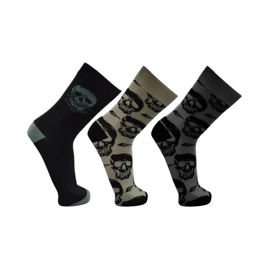 Pack 3 Calcetines 40-45 Ellus Jacquard Calavera Multicolor