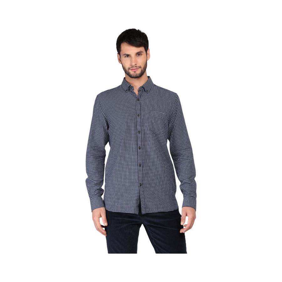 Camisa A Cuadros Regular Fit Azul Marino Arrow