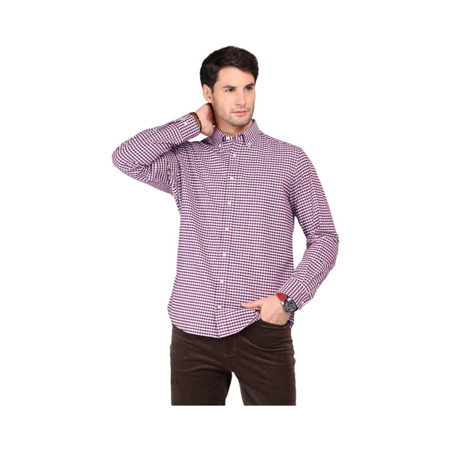 Camisa Hombre Arrow Regular Fit Oxford Spandex Burdeo