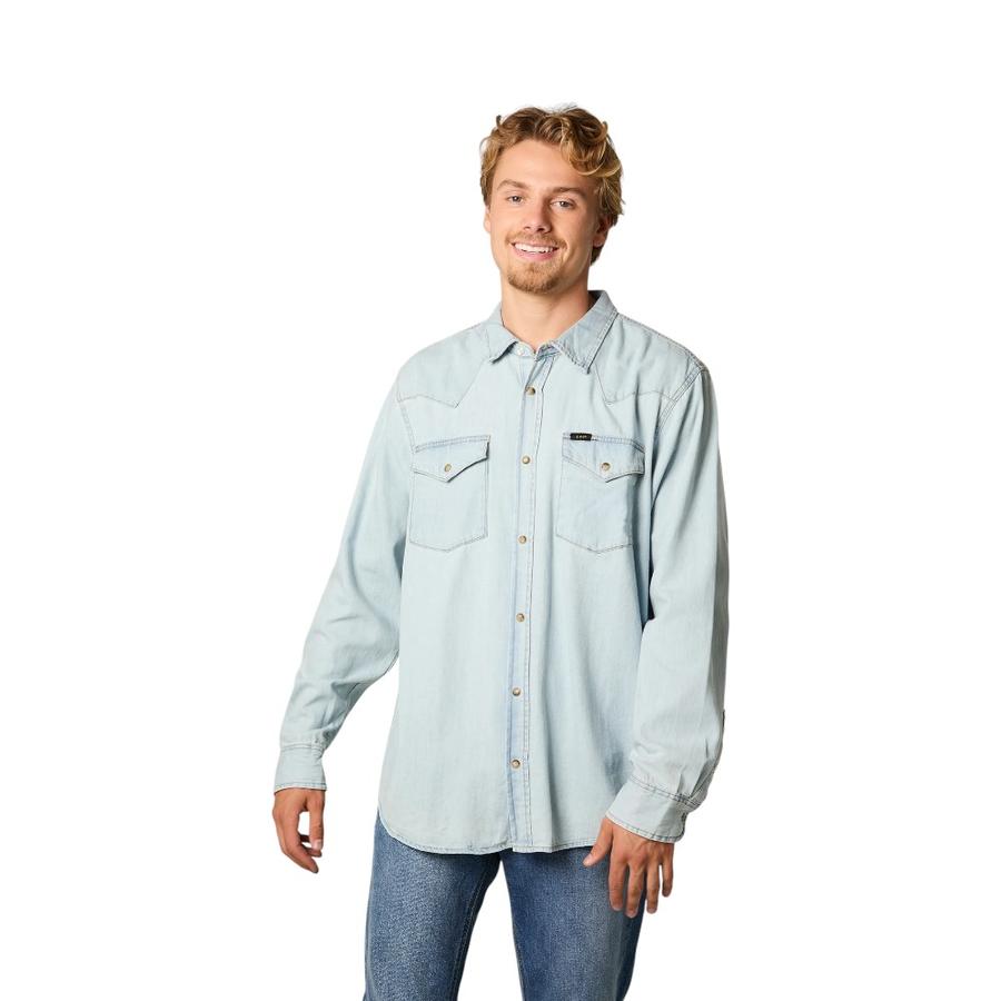 Camisa Hombre Lee Western Celeste