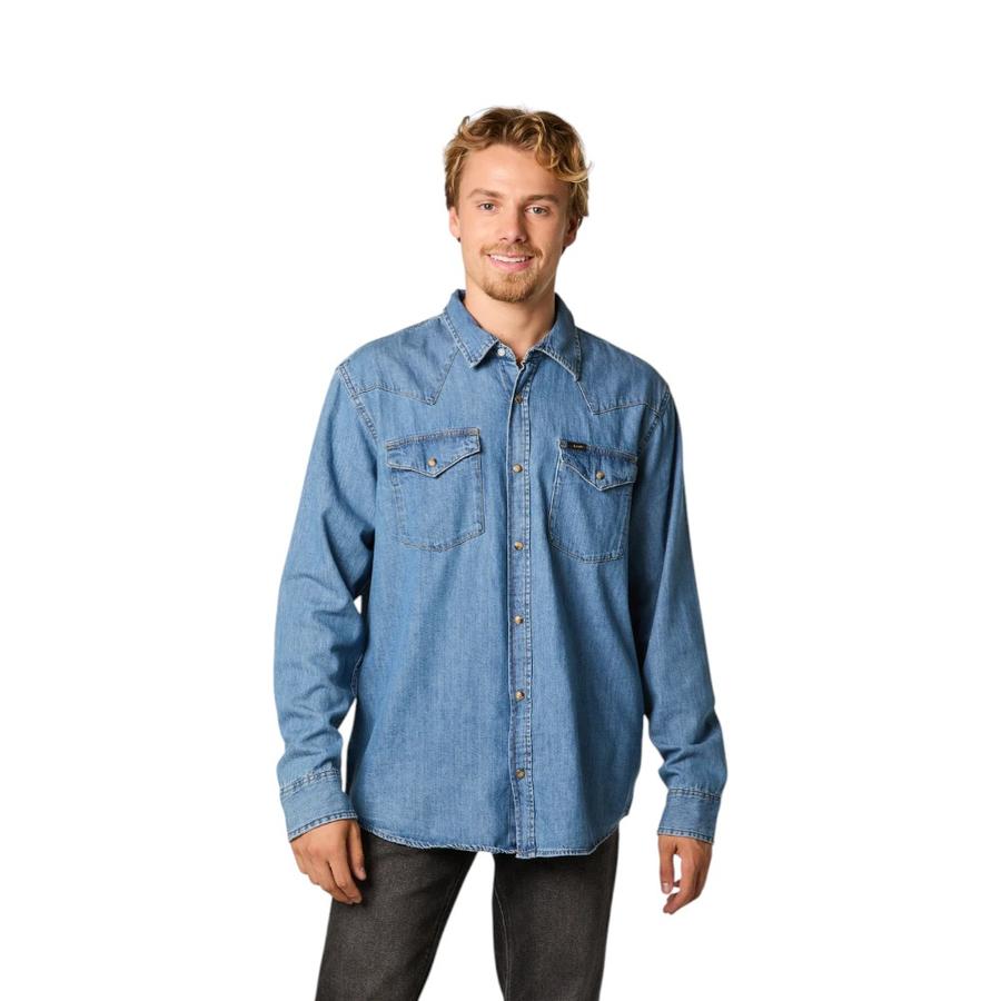 Camisa Hombre Lee Regular Western Azul