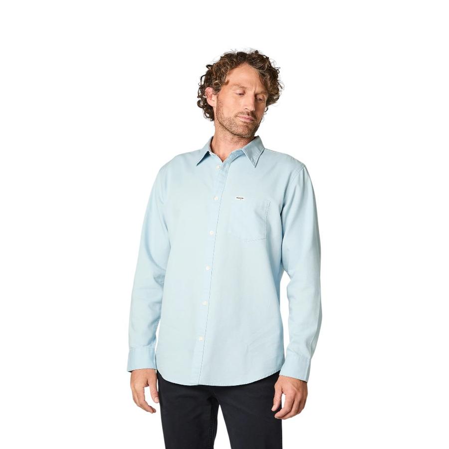 Camisa Hombre Wrangler Regular Fit Celeste