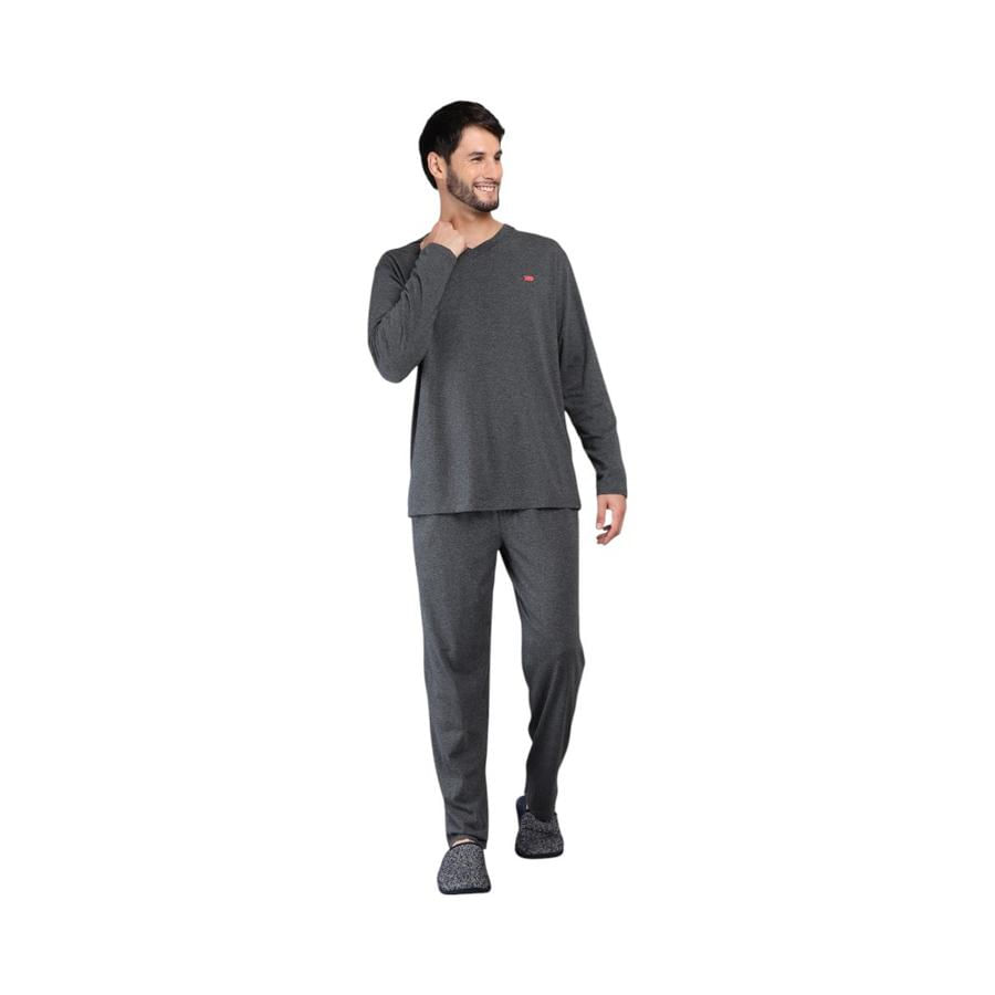 Pijama Largo Hombre Arrow Regular Fit Gris Oscuro
