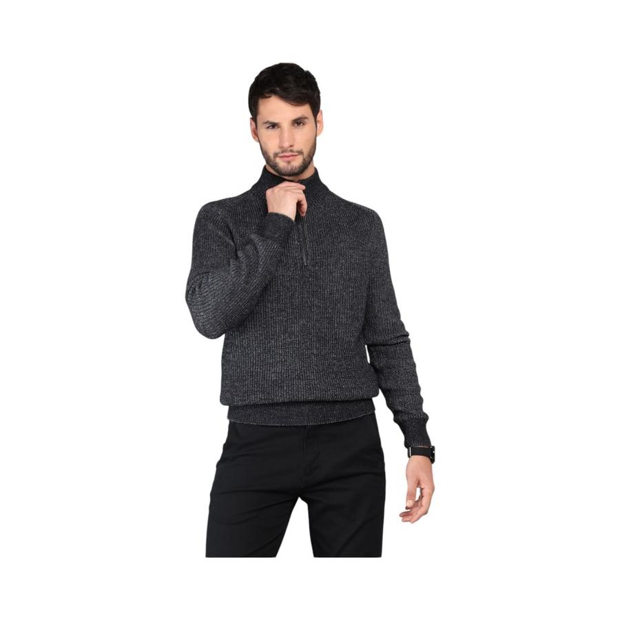 Sweater Hombre Arrow Half Zipper Texturado Azul Melange