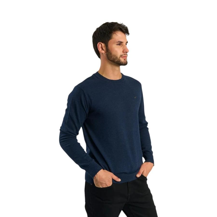 Sweater Hombre Ellus Cuello Regular Basico Azul