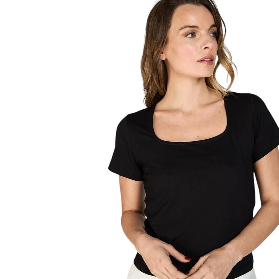 Polera Mujer Eclipse Amelia Escote Cuadrado Negro