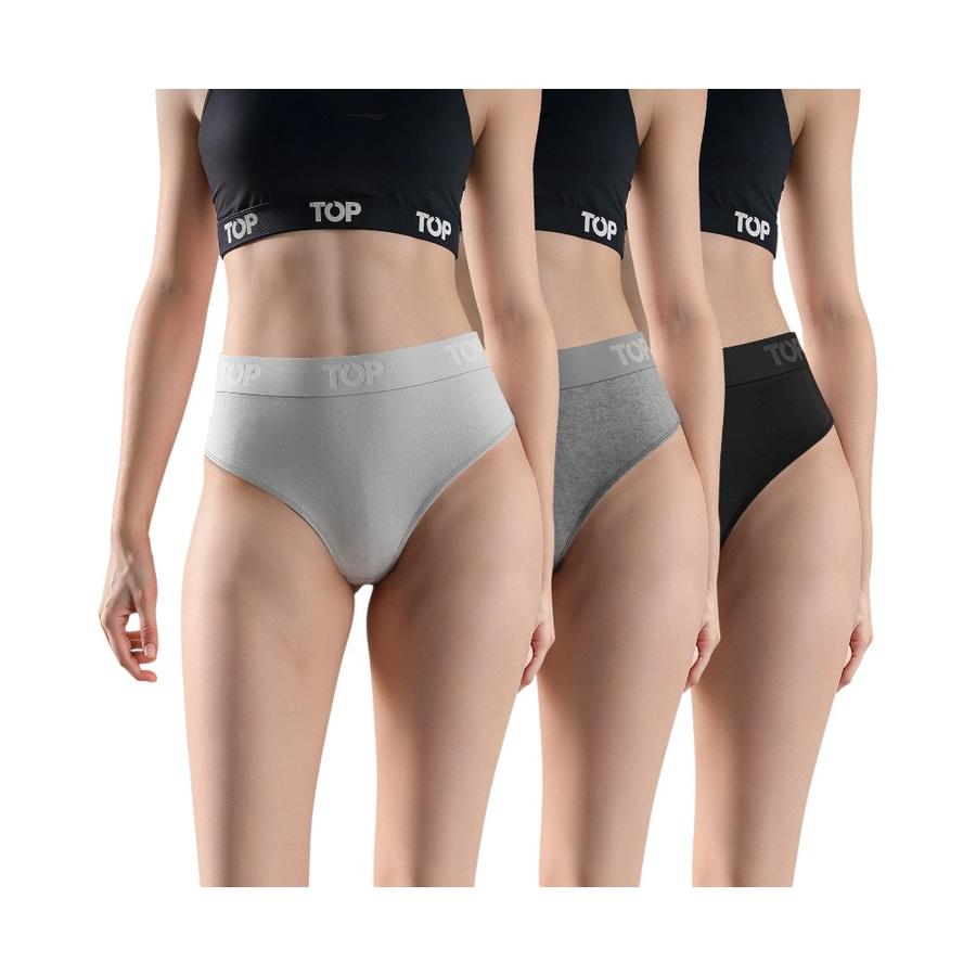 Pack 3 Calzón Hikini Mujer Top C4 Surtido Grises